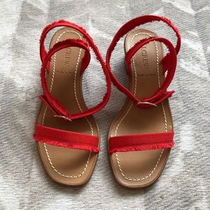 J. Crew Raw-edge Grosgrain Sandals - Fiery Sunset